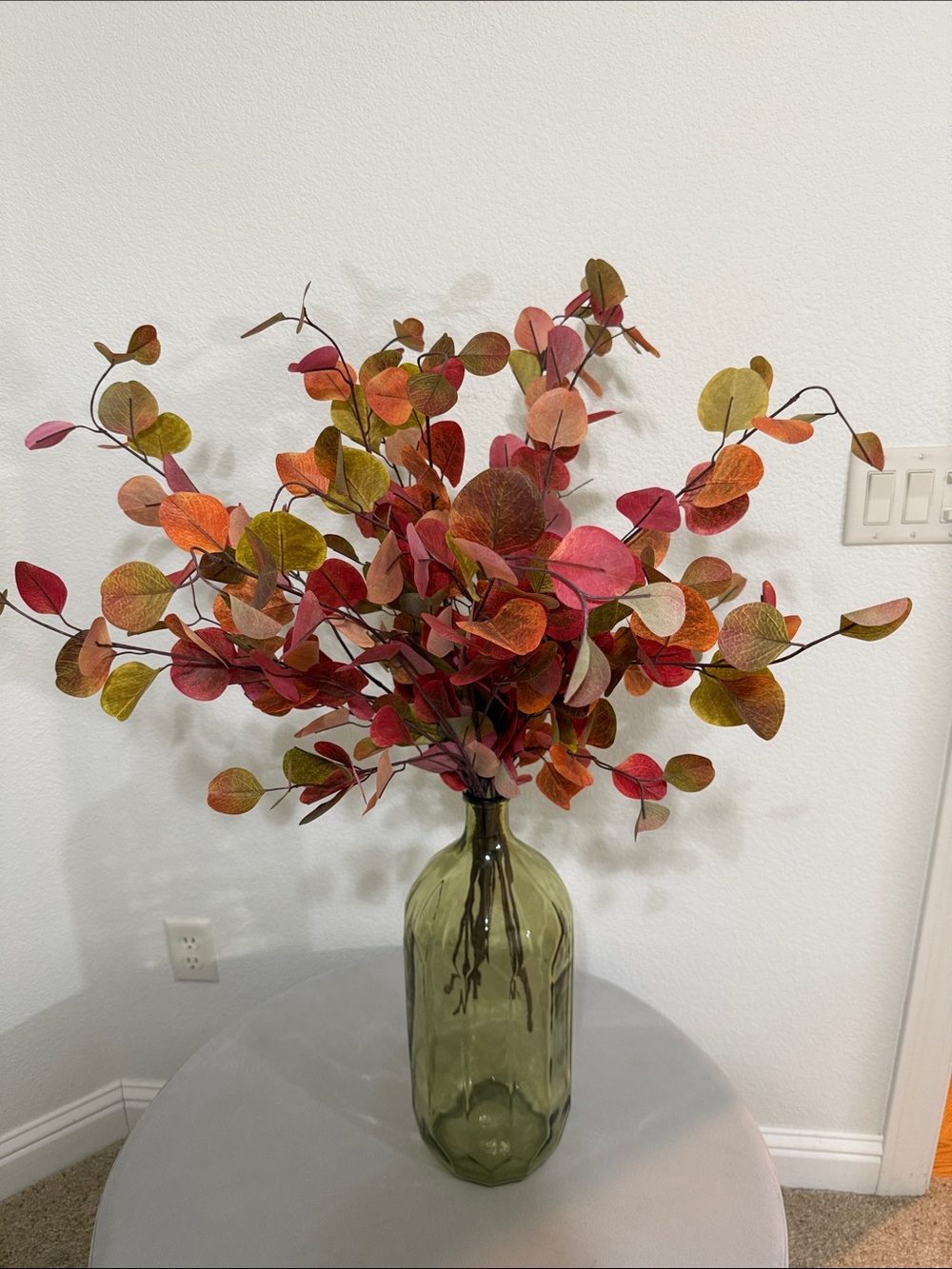 Artificial Autumn Eucalyptus Spray in Red and Green - Home Dec (Vase notincluded